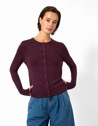 Strickjacke - Feinstrick - Dunkelrot