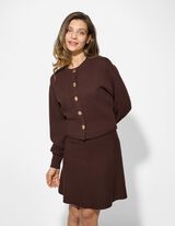 Kardigan - Knofl&iacute;ky - tmave hneda