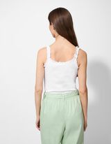 Majica bez rukava - Fina rebrasta tkanina - bijela