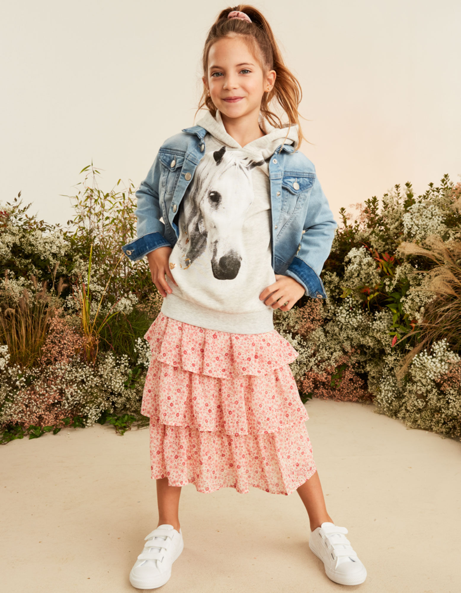 Rok - Bloemenmotief - beige