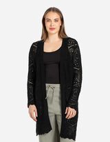 Cardigan lungo - Maglia traforata - nero