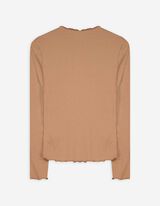 Langarmshirt - Rippenstruktur - beige