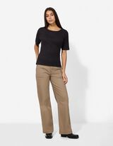 T-Shirt - Rippenstruktur - schwarz