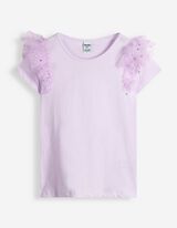 Shirt - Paillettenbesatz - Flieder