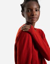 Pletený sveter - Vlnený vzhľad - tmavocervena