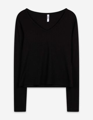 Langarmshirt - Modal-Anteil - schwarz