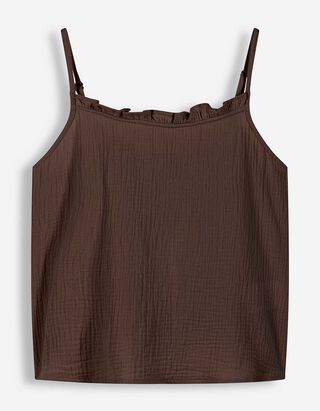 Blusentop - einfarbig - dunkelbraun