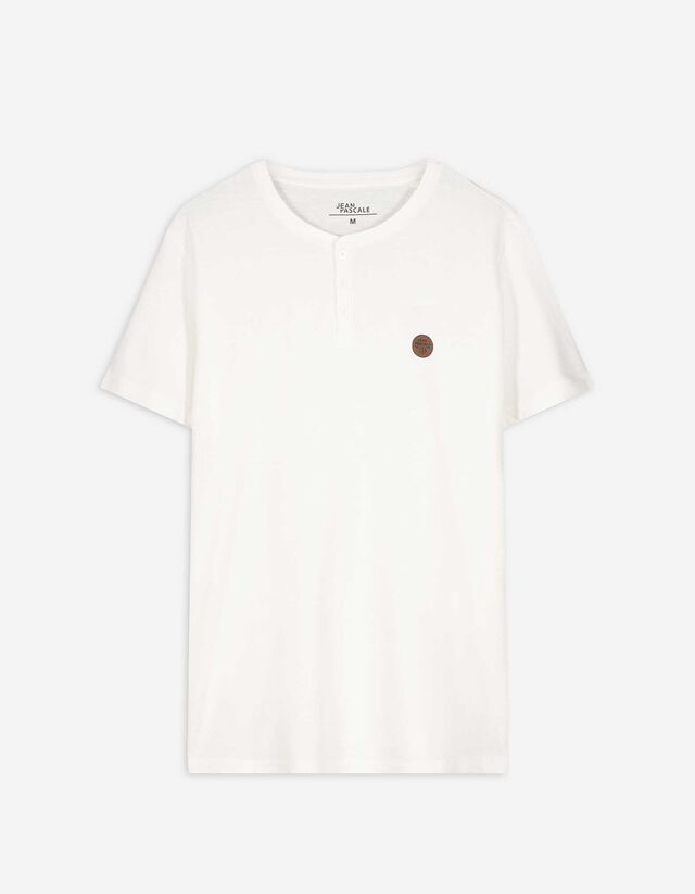 T-Shirt - Knopfleiste - weiß