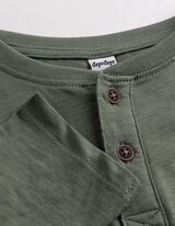 koszulka z długim rękawem - listwa z guzikami - ciemny zielony