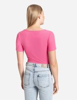 T-shirt - Scollo con intaglio - rosa fucsia