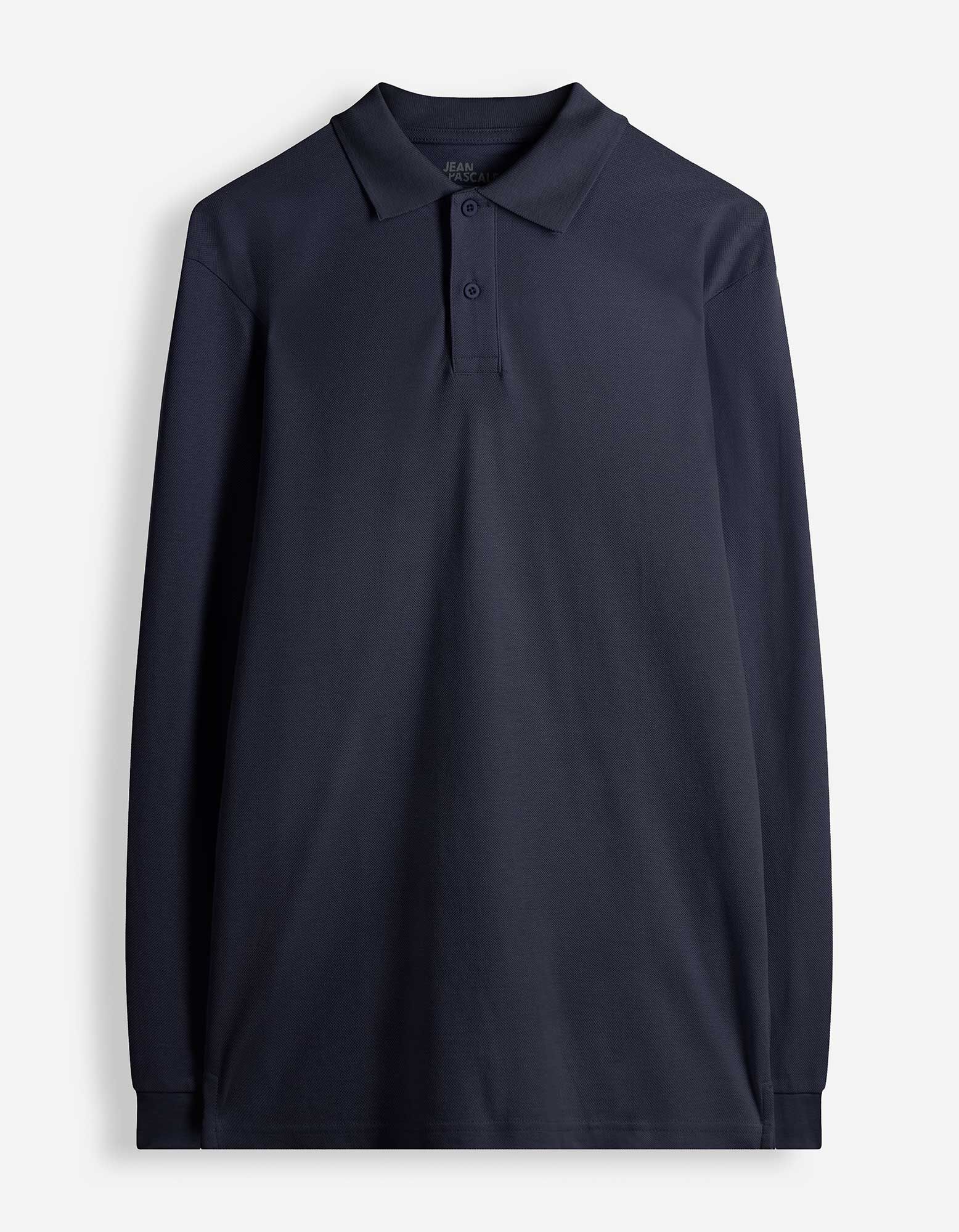 Langarmshirt - Polokragen - Dunkelblau