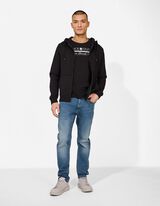 Sweatjacke - Kapuze mit Tunnelzug - schwarz