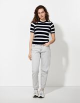 Gebreid overhemd - Geribde structuur - donkerblauw