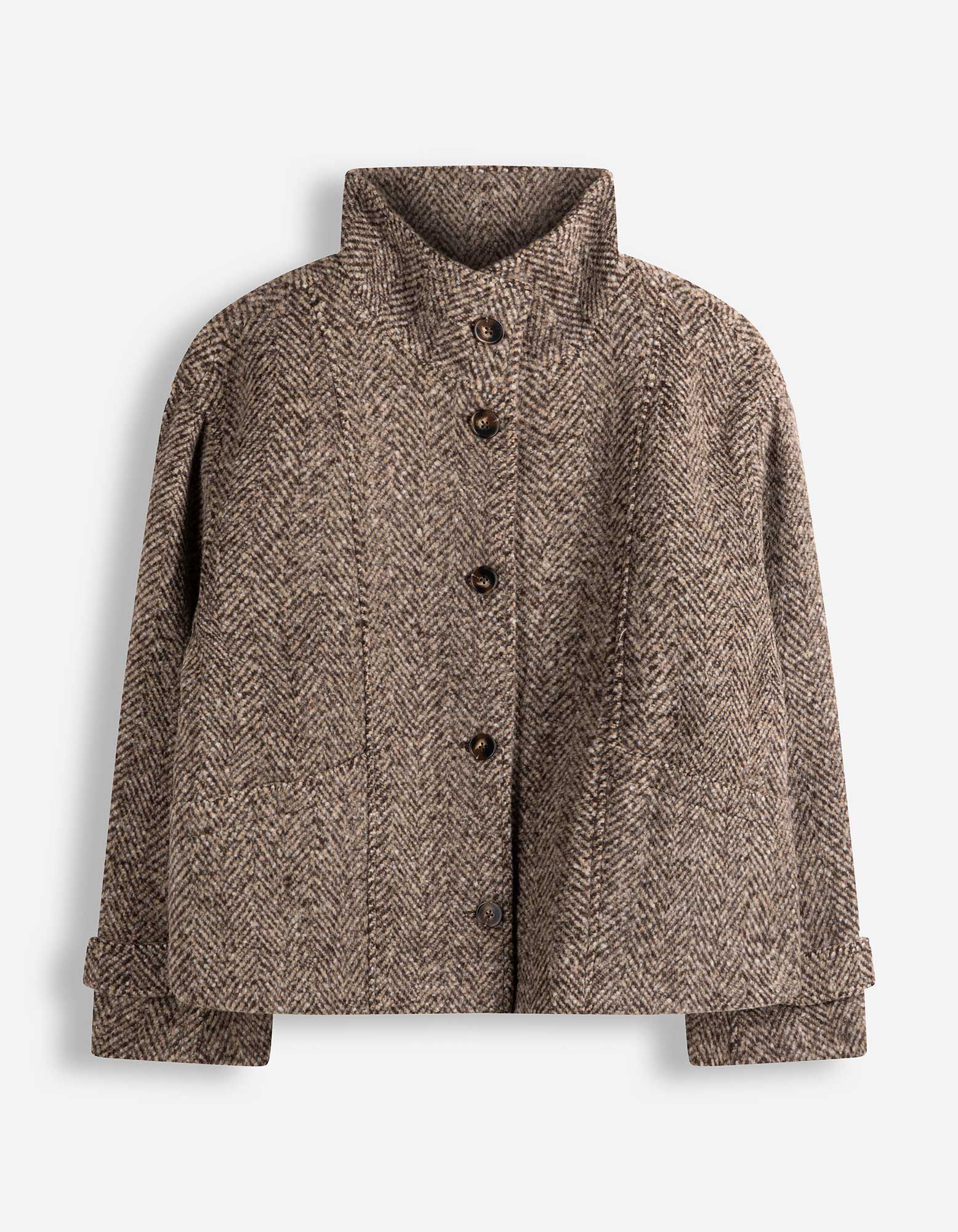 Jacke - Fischgr&auml;tmuster - Braun