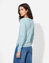 Strickpullover - Rundhals-Ausschnitt - türkis