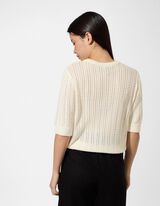 Pullover - Lochstrick - wei&szlig;