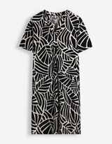 Kleid - Allover-Print - Beige