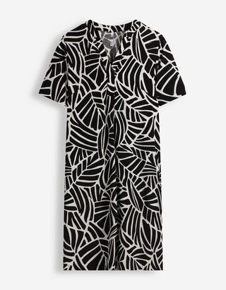 Kleid - Allover-Print - Beige