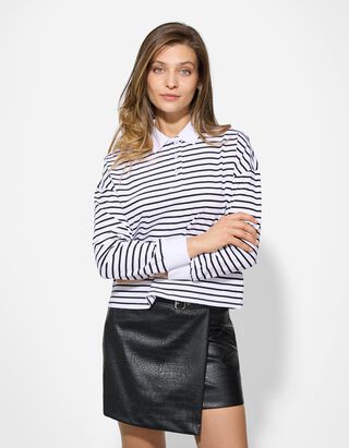 Poloshirt - Streifen - wei&szlig;