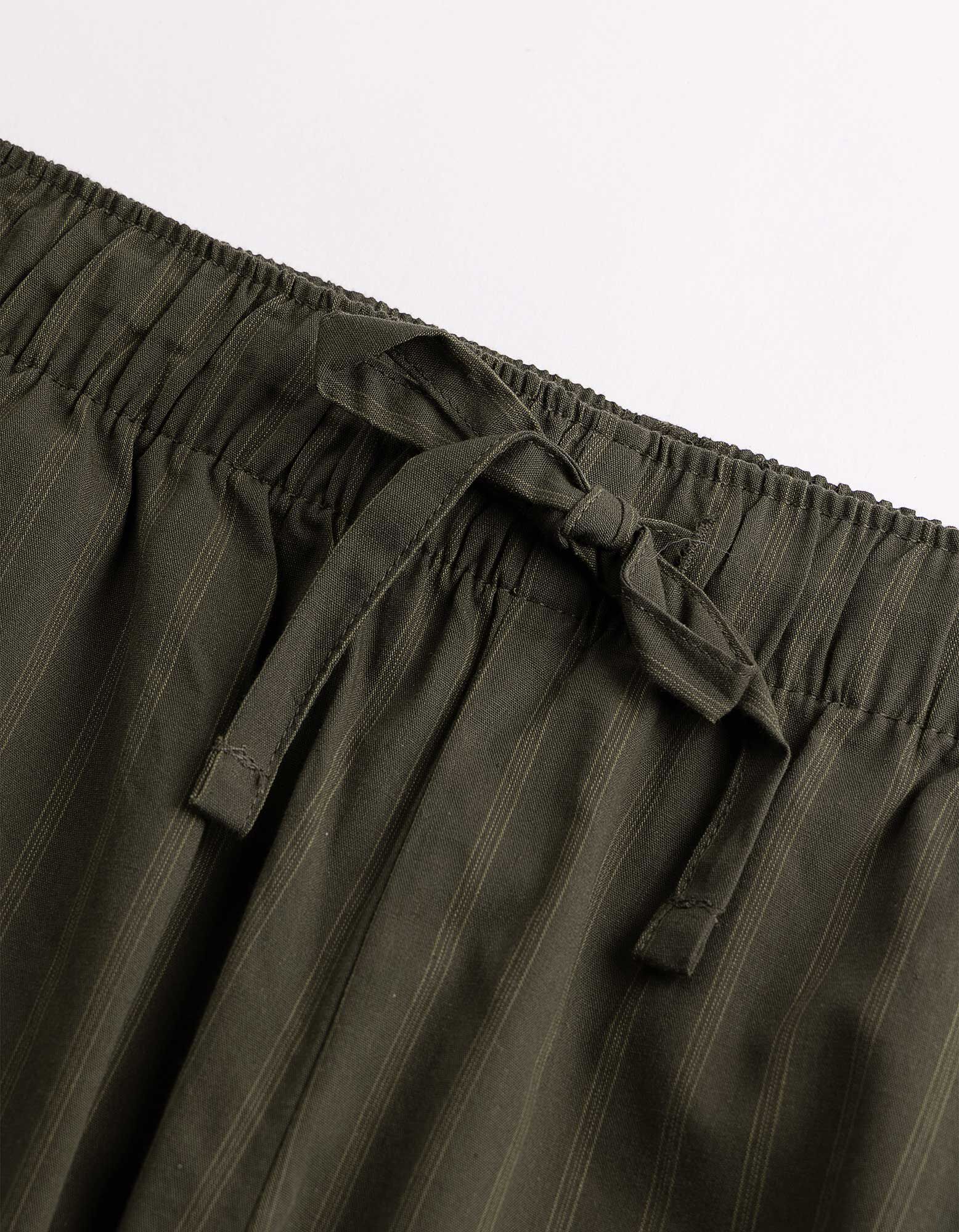 Pyjamahose - Streifen - Khaki
