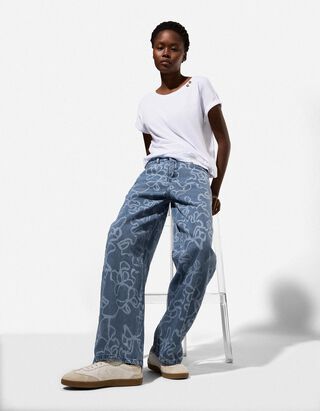 Jeans - Allover-Muster - blau