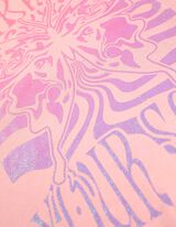 koszulka z długim rękawem - błyszczący nadruk - rozowy