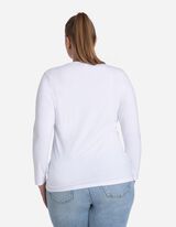 Tričko s dlhými rukávmi - Výstrih do V - biely