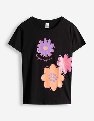 T-Shirt - Frontprint - schwarz