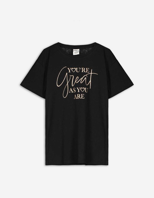 T-shirt - Tekstprint - zwart