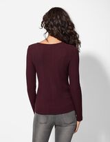 Hosszú ujjú felső - Pointelle - sotetlila