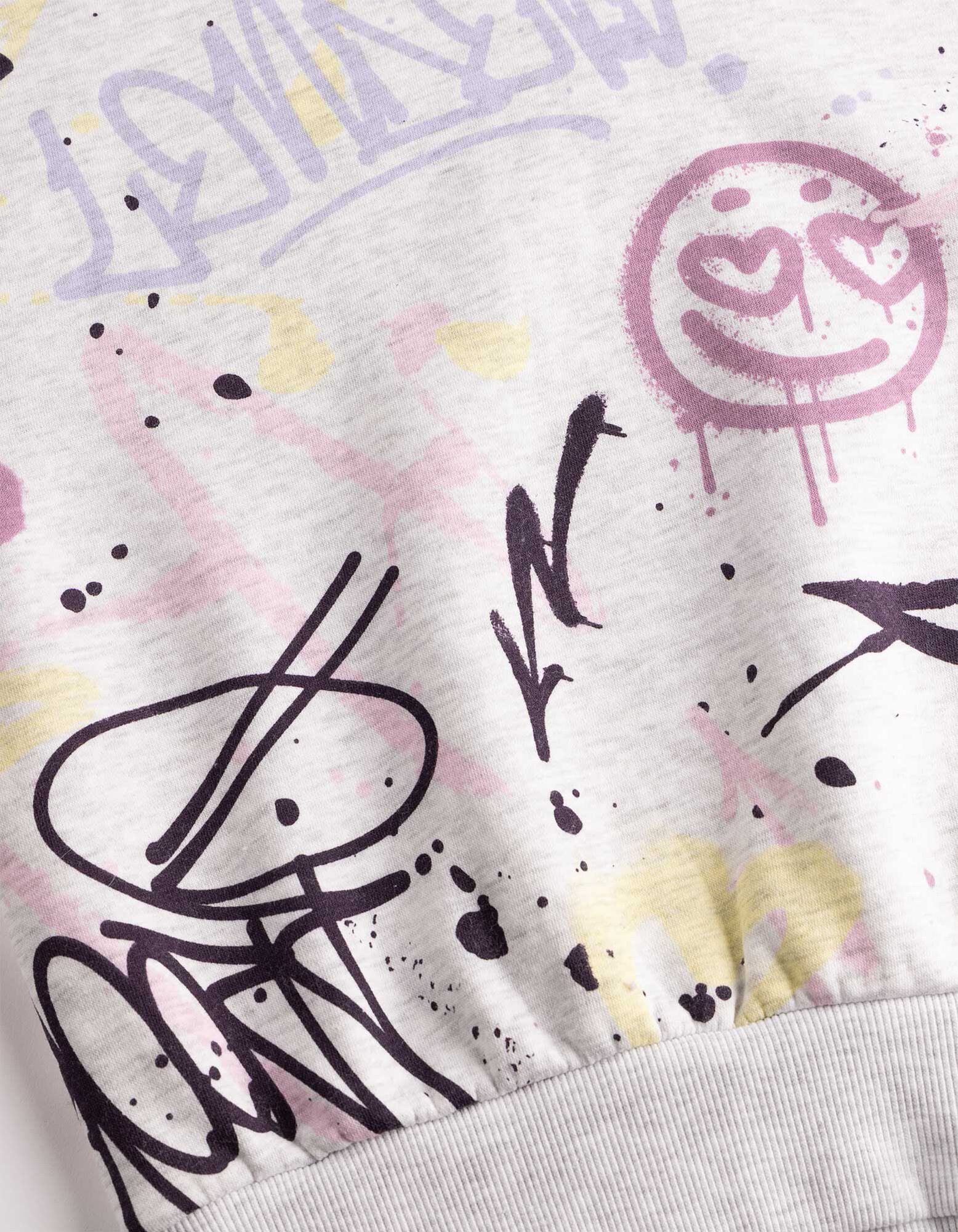 Hoodie - Allover-Print - Hellgrau