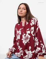 Bluse - Florales Muster - dunkelrot