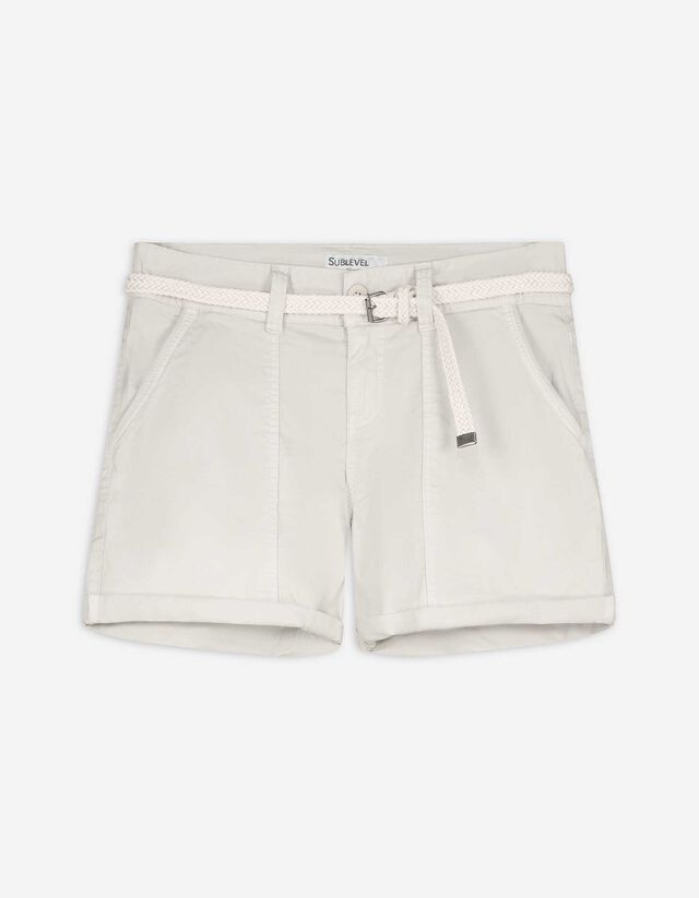 Shorts - Ziernähte - beige