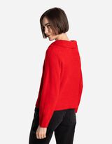 Strickpullover - Carmen-Ausschnitt - rot