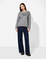 Sweatshirt - Rundhals-Ausschnitt - hellgrau