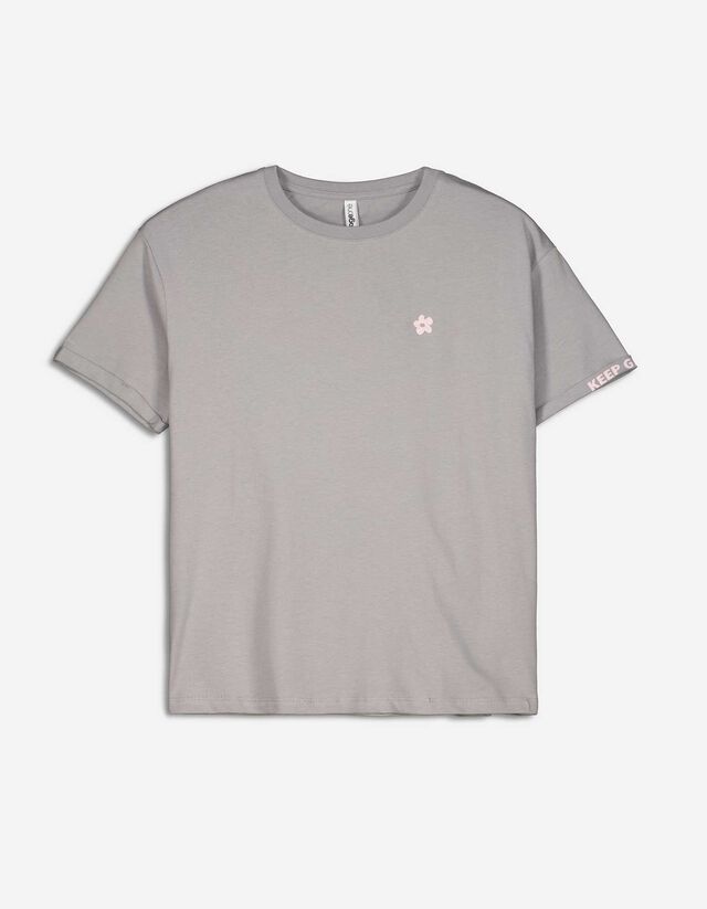 T-shirt - Maniche con risvolti fissi - grigio