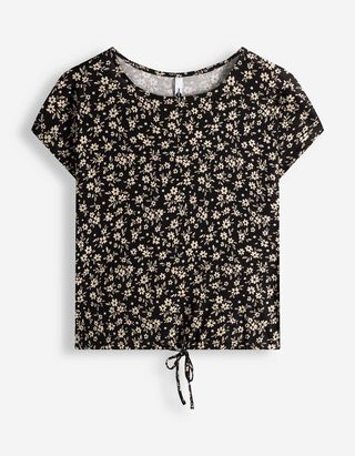 T-Shirt - Florales Muster - schwarz