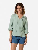 Blouse - Unicolore - p&eacute;trole
