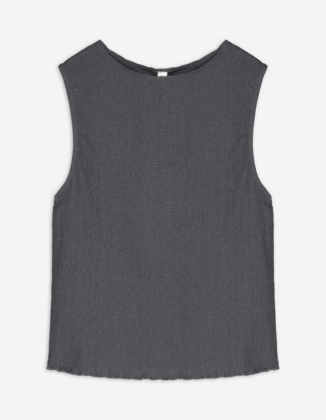 Top - Collo a mosca - grigio scuro