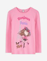 Langarmshirt - Frontprint - pink