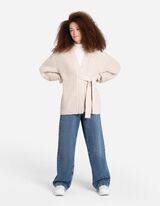 Kardiganas - Surišamas diržas - smelio spalvos