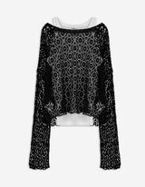 Set aus Langarmshirt und Top - Überschnittene Schultern - schwarz