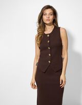 Weste - Knopfleiste - dunkelbraun