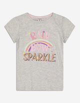 Tricou - Imprimeu sclipici - Gri deschis