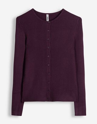 Cardigan - Texture c&ocirc;tel&eacute;e - mauve