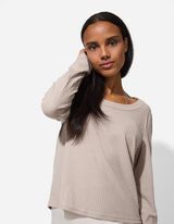 Longsleeve - Geribde structuur - beige