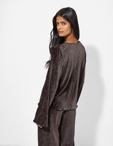 koszulka - aksamit - ciemny brazowy