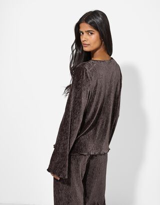 Shirt - Samt - dunkelbraun