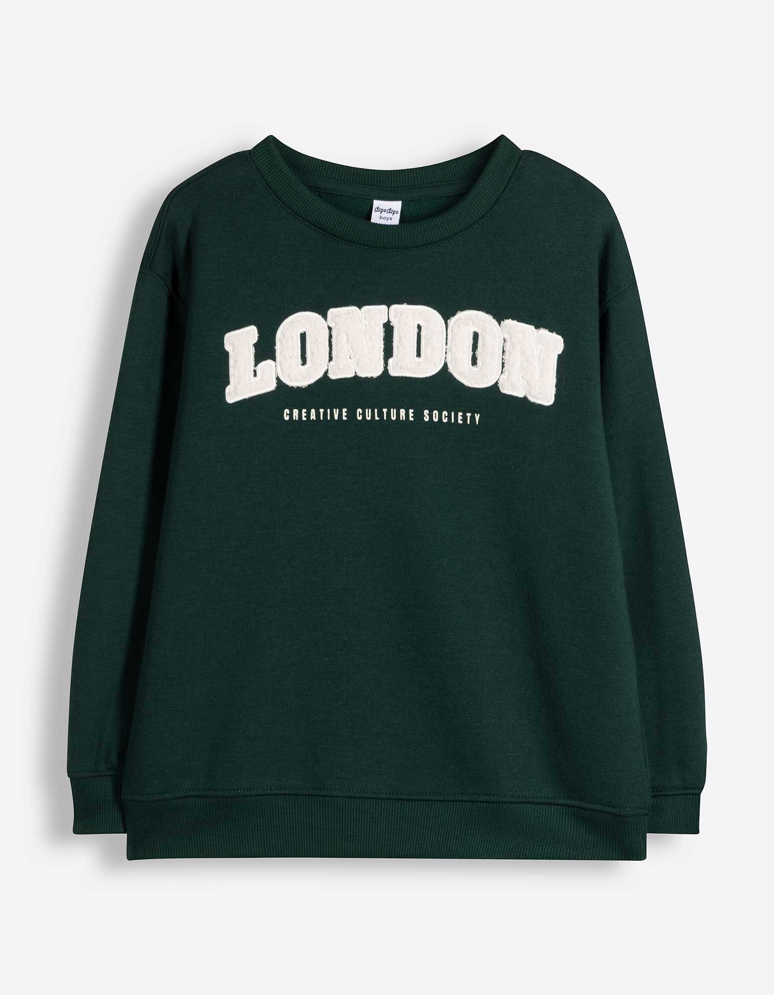 Sweatshirt - Print - Dunkelgr&uuml;n
