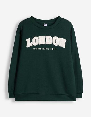 Sweatshirt - Print - Dunkelgr&uuml;n